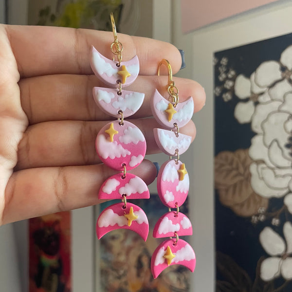 Pink Cloudy Sky Moon Phases