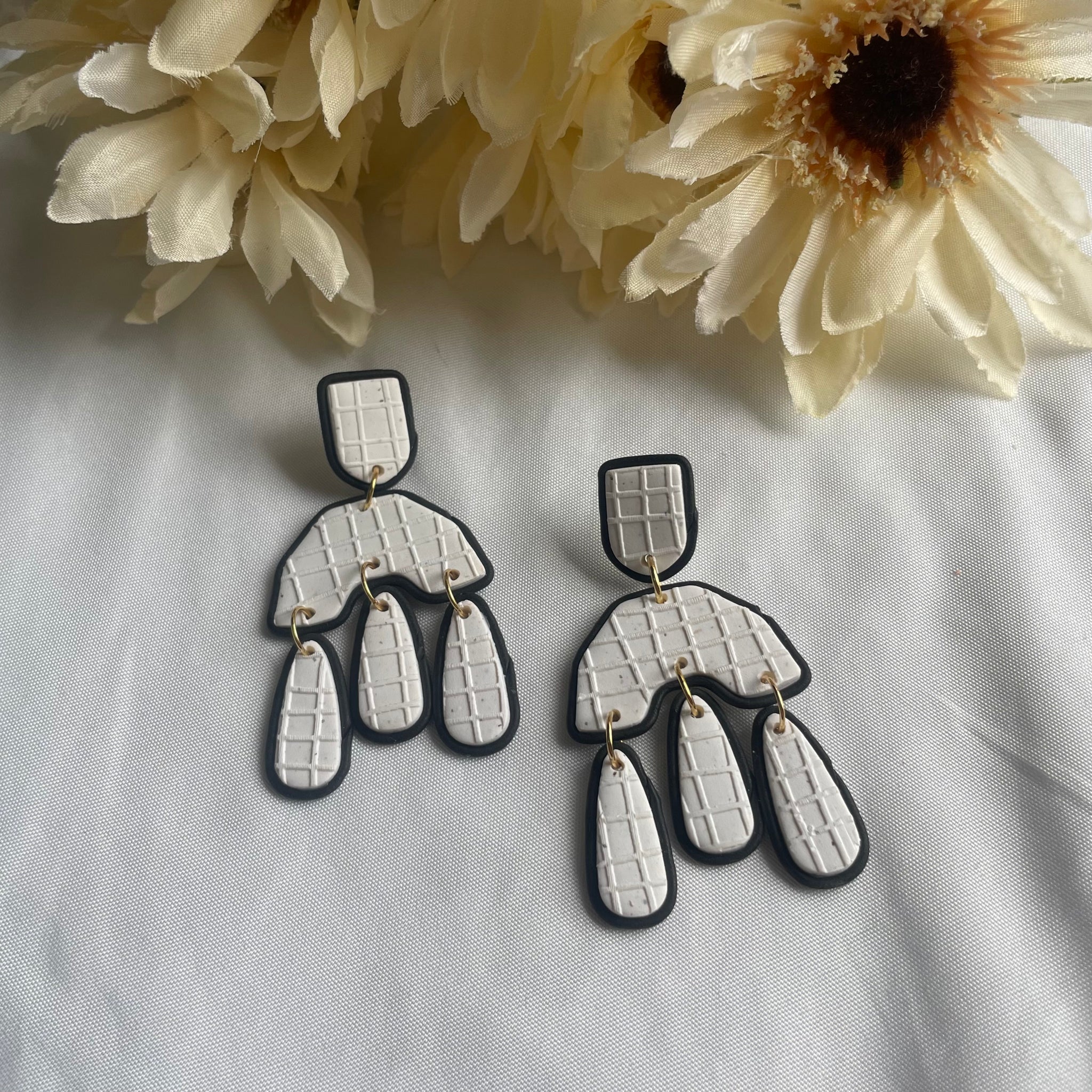Waffle Embossed Statement Studs