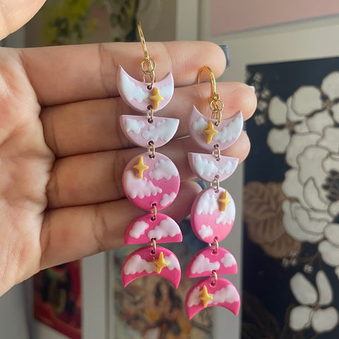 Pink Cloudy Sky Moon Phases