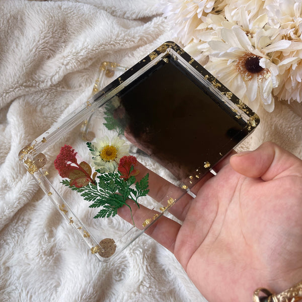 Half and Half Black Floral Tray