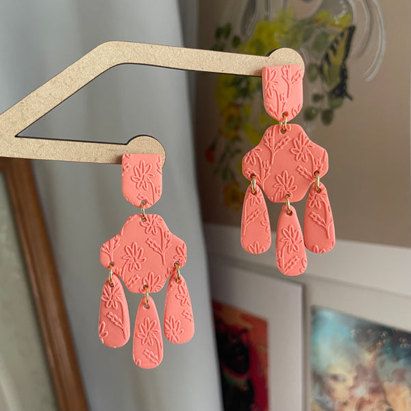 Floral Embossed Statement Studs