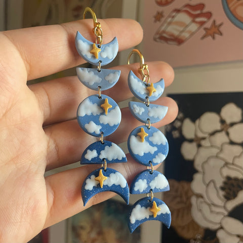 Blue Cloudy Sky Moon Phases