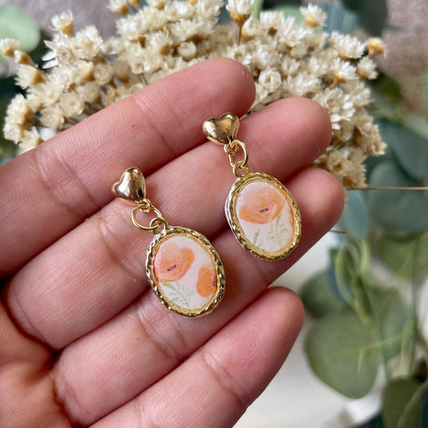 Dainty Orange Poppy Bezels