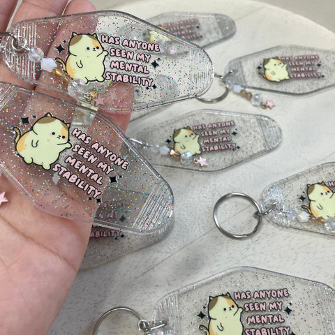 MENTAL STABILITY KITTY -- MOTEL KEYCHAIN