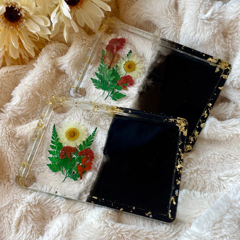 Half and Half Black Floral Tray
