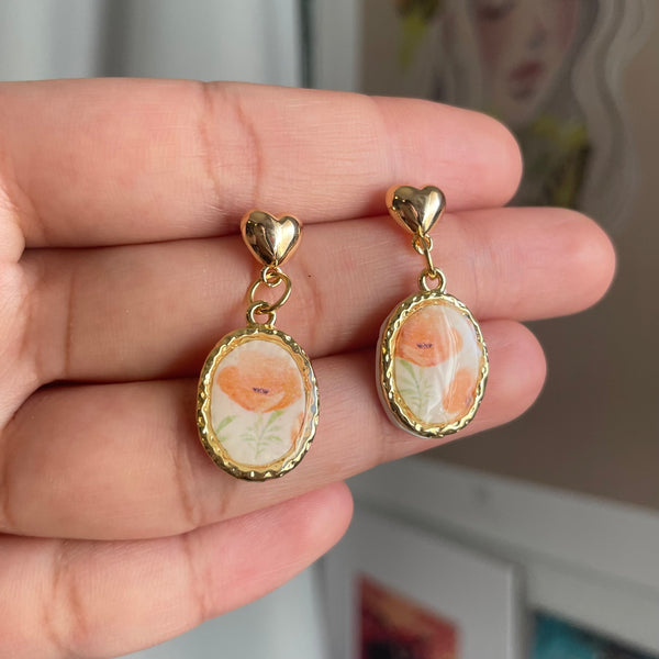 Dainty Orange Poppy Bezels