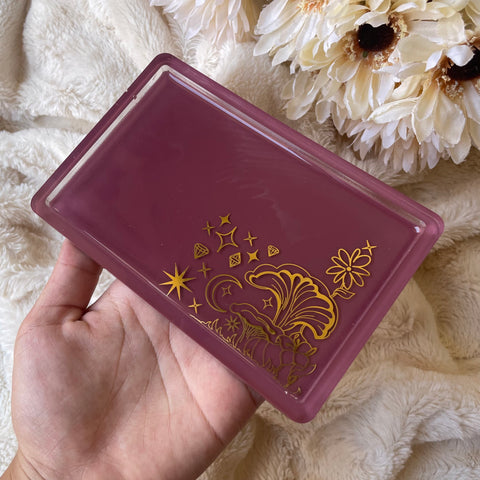 Burgundy Mushroom Forest-- Small Rectangle Tray
