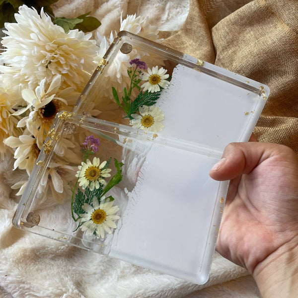Half and Half White Floral Tray