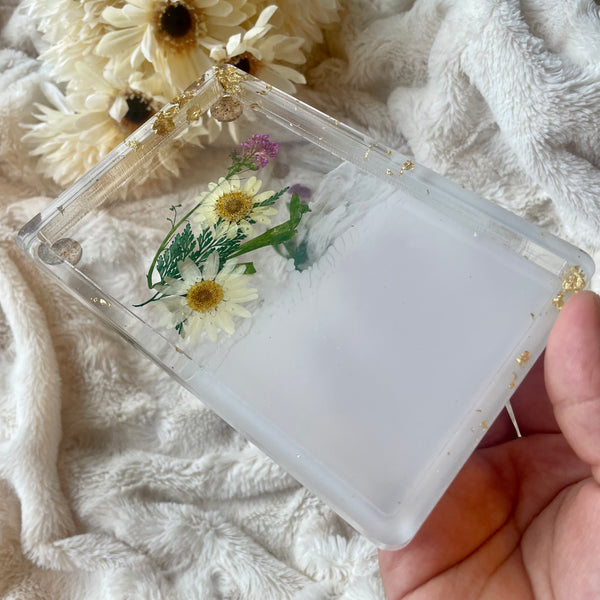 Half and Half White Floral Tray