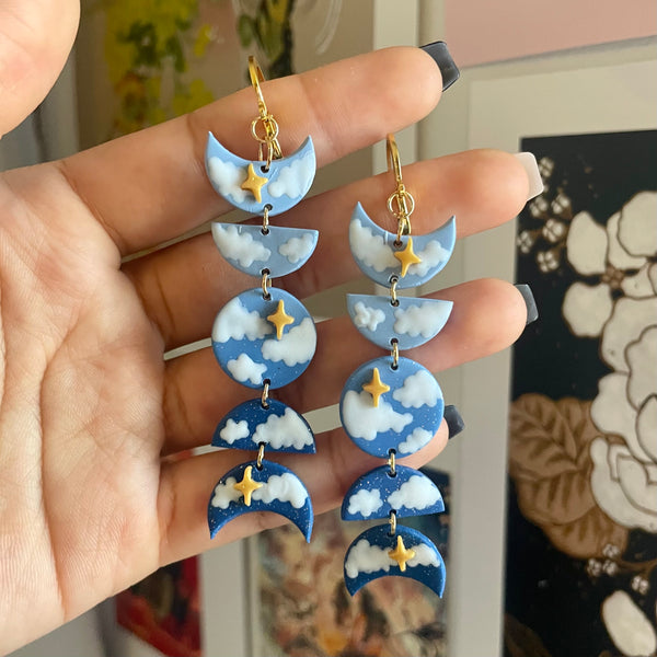 Blue Cloudy Sky Moon Phases