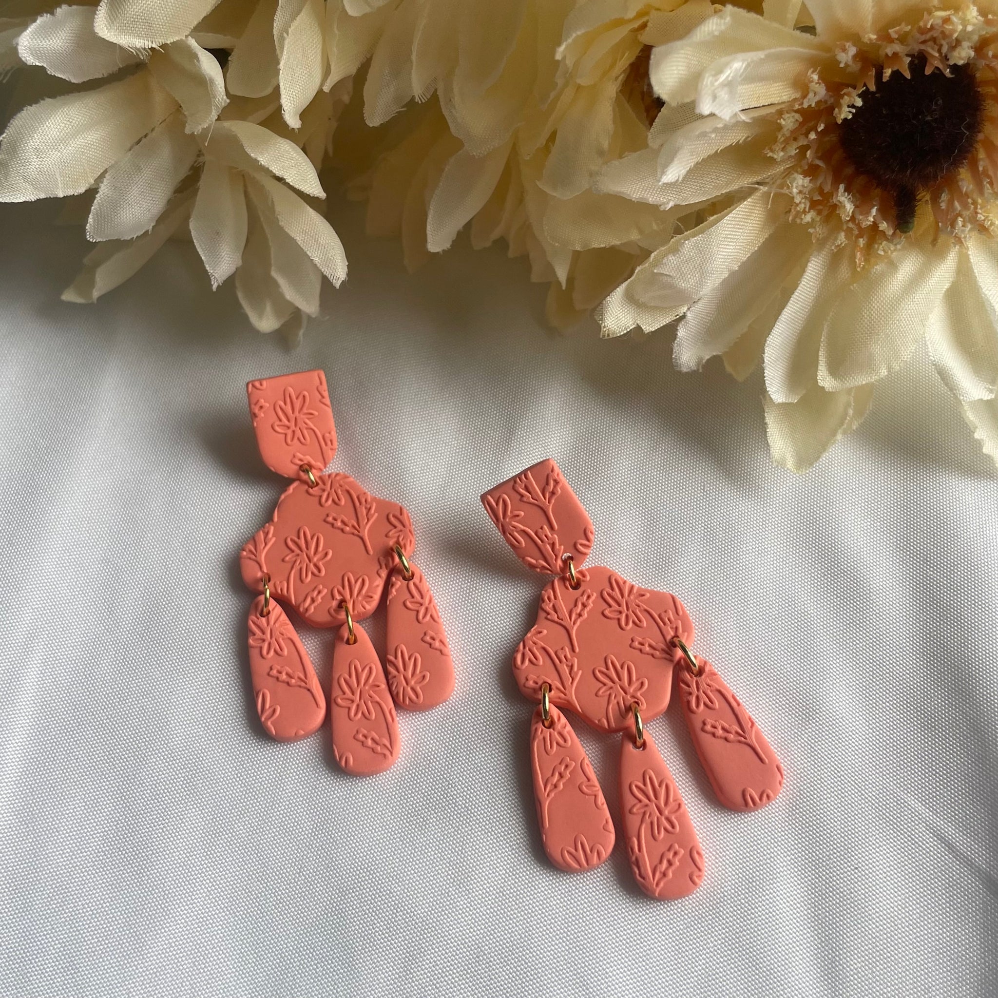 Floral Embossed Statement Studs