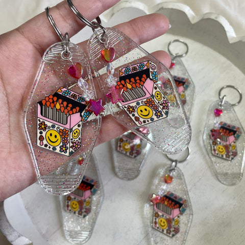 CHERRY STAMPS -- MOTEL KEYCHAIN
