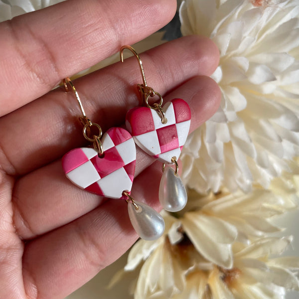 Checkered Heart Dangles